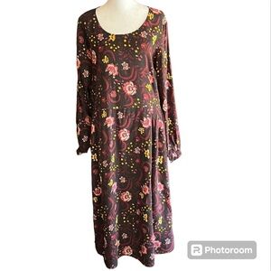 Junarose Burgundy Long Sleeve Floral Dress Size 12